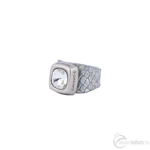 Cango & Rinaldi Cube ezüst színű gyűrű kristály kővel