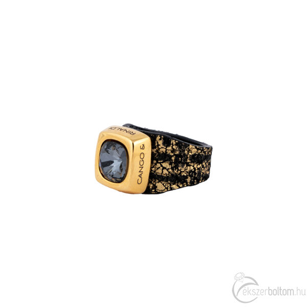 Cango & Rinaldi Cube fekete-arany színű gyűrű BD kővel