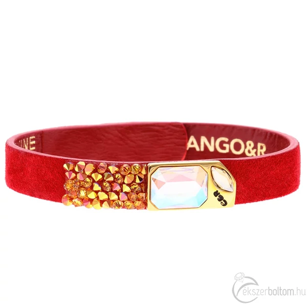 Cango & Rinaldi Lilly matt piros bőr karkötő téglalap díszes rátéttel készült