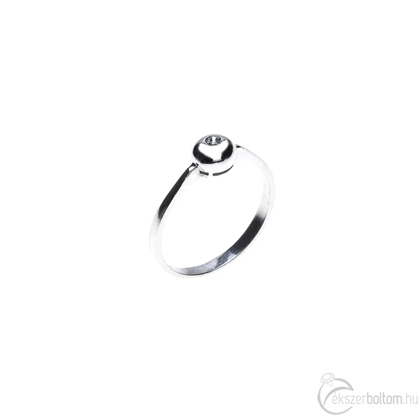 Fehér arany szoliter gyűrű gömbölyű button foglalattal