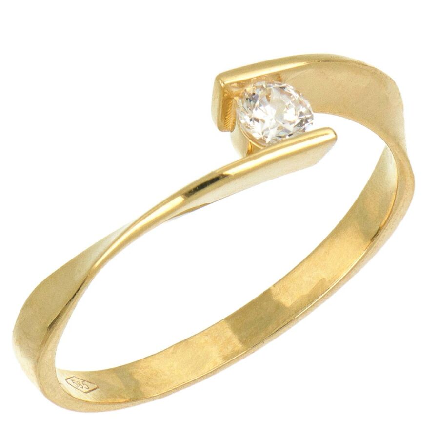 14 karátos sárga arany köves gyűrű, 56-os méret