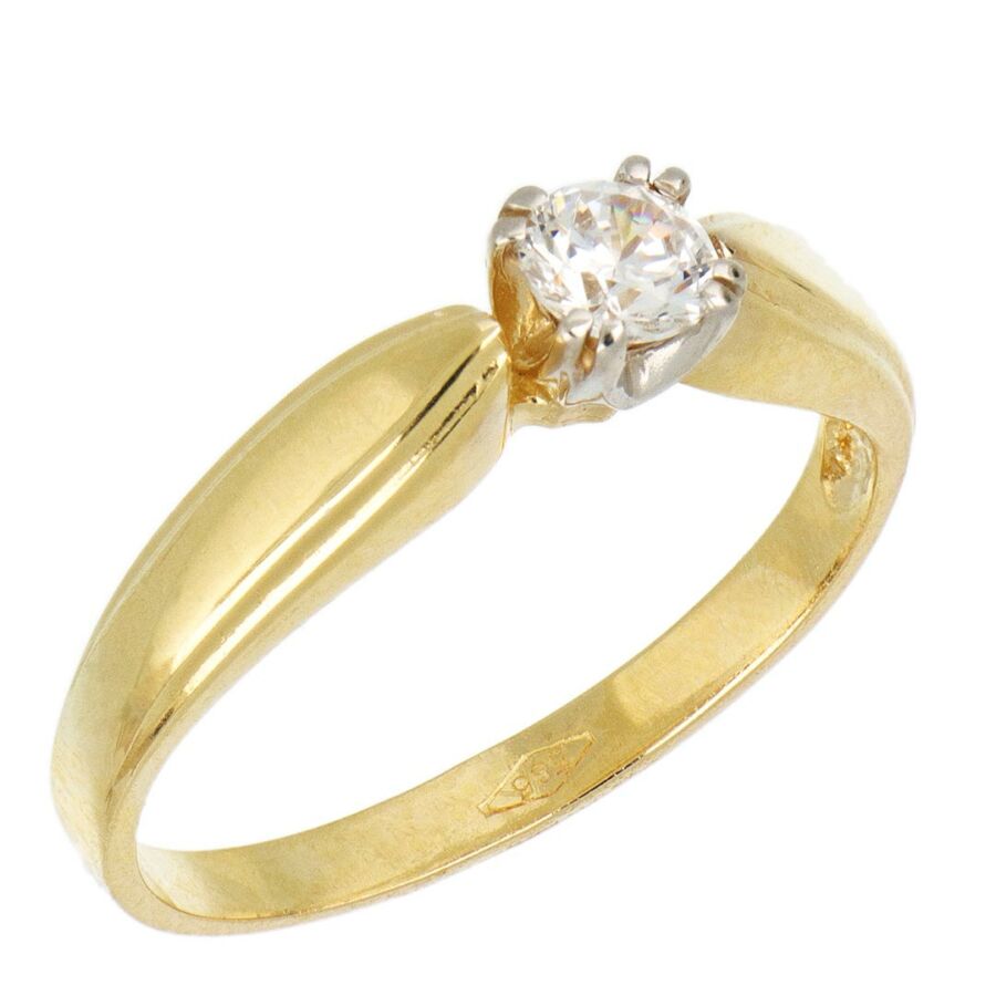 14 karátos sárga arany egyköves eljegyzési gyűrű, 52-es méret