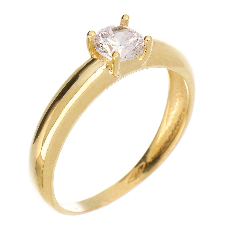 Egy fehér cirkónia köves sárga arany gyűrű