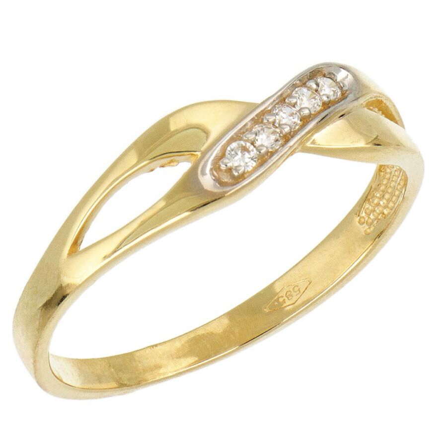 14 karátos sárga arany köves gyűrű, 60-as méret