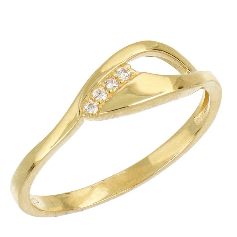 14 karátos sárga arany sok köves gyűrű, 60-as méret