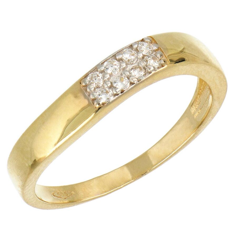14 karátos sárga arany köves gyűrű, 59-es méret
