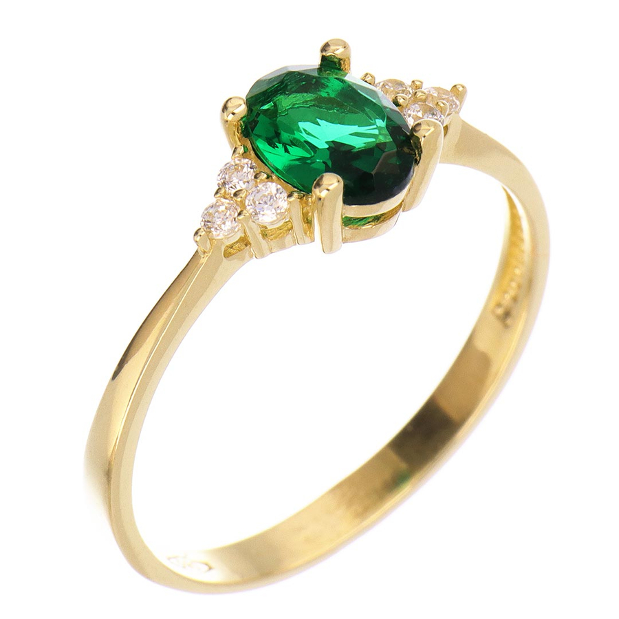 smaragdzöld cirkónia köves sárga arany gyűrű