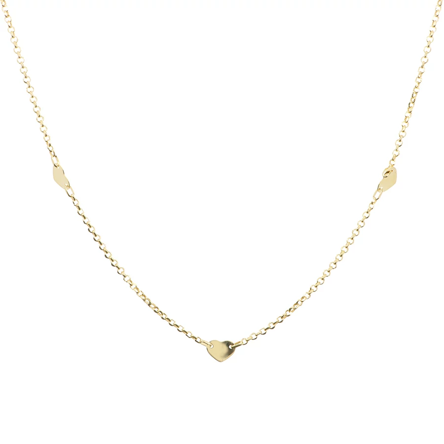 Arany nyaklánc szivecske betétekkel