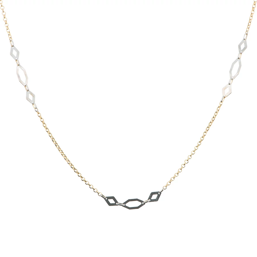 Arany nyaklánc fehérarany betétekkel