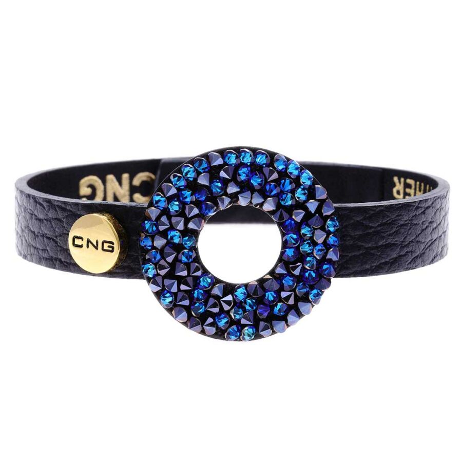 CNG 2104AK fekete mintás karkötő bermuda kék kristállyal