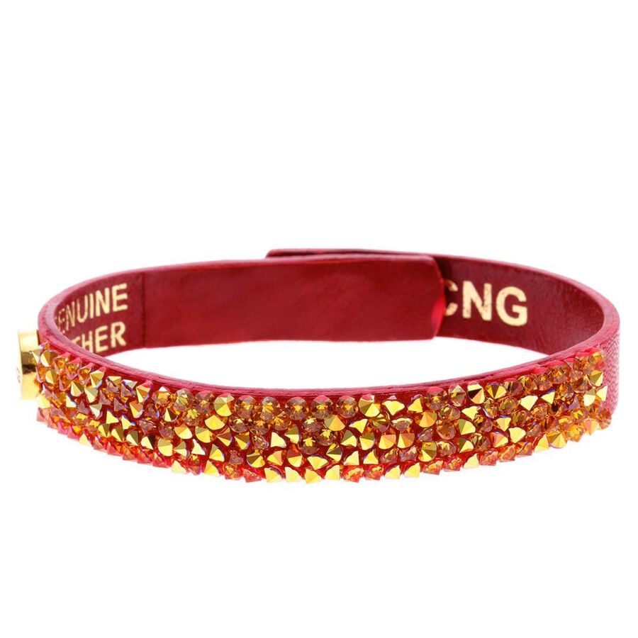 CNG 2107BK piros bőrrel, és élénk arany színű kristállyal
