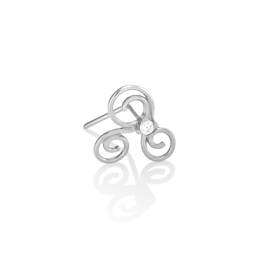 Diversa Triskelion CZ 18 karátos fehér arany orrpiercing