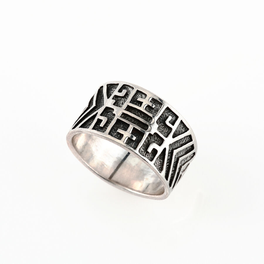 Azteca ezüst gyűrű 60-as méret
