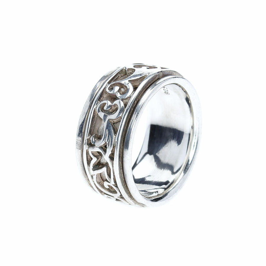 Lili Putih (indonéz: fehér liliom) antikolt ezüst forgós gyűrű