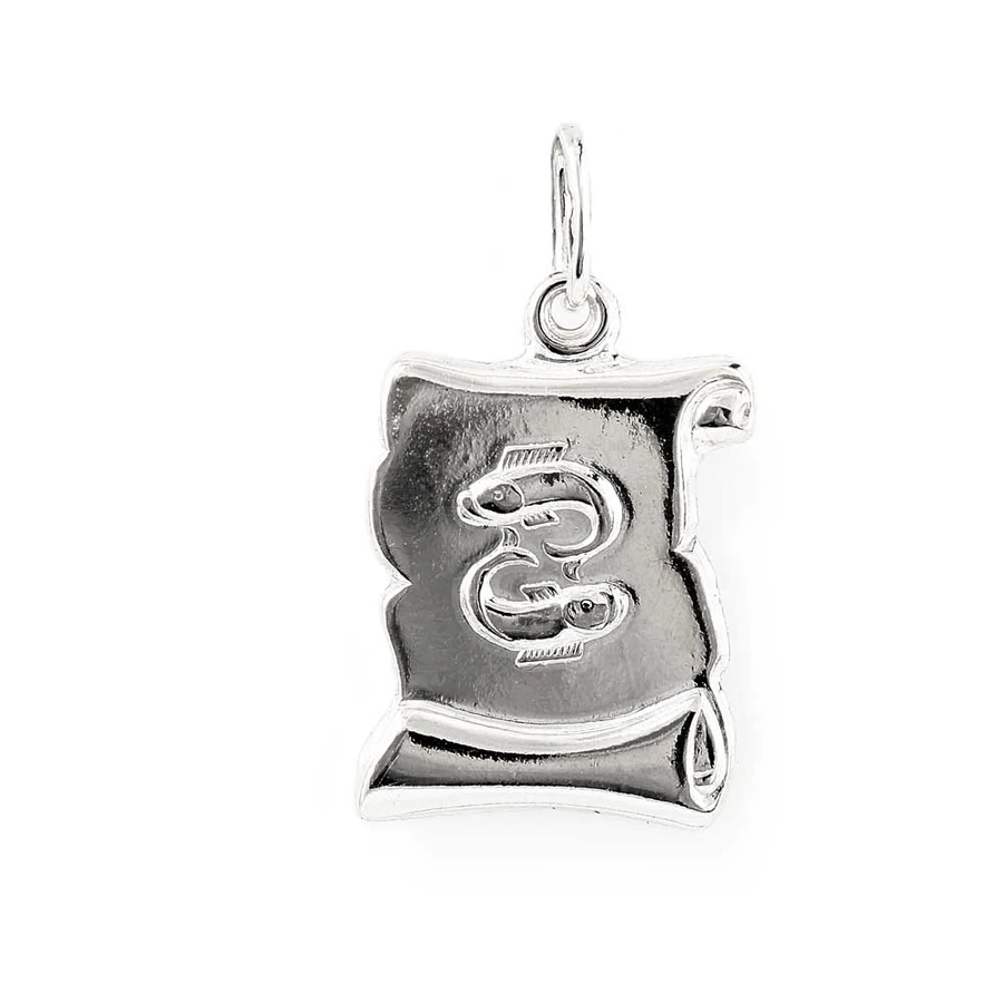 Ezüst pergamen lapmedál - Pisces (Halak)