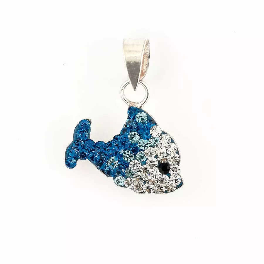 Ezüst medál kék hal mintás kövekkel