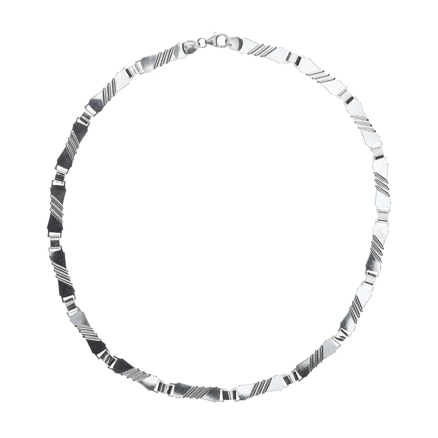 Ezüst lánc lemezes, fűzött 925 sterlinges 8 mm széles, 45 cm hosszú
