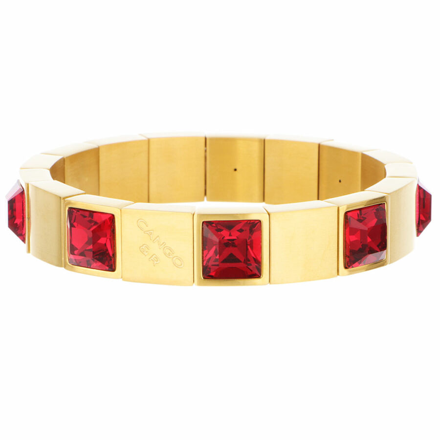 Cango & Rinaldi - Mosaic piros kristályos aranyszínű fém karkötő (M)