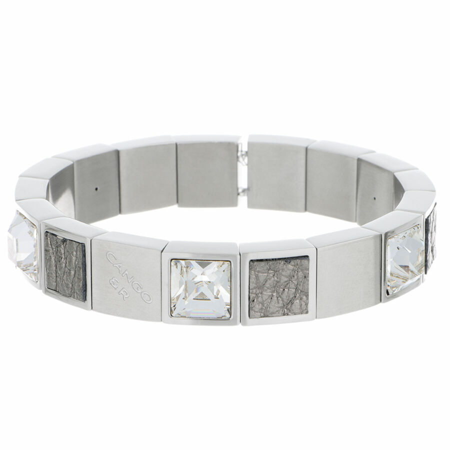 Cango & Rinaldi - Mosaic fehér kristályos ezüstszínű fém karkötő bőrrel