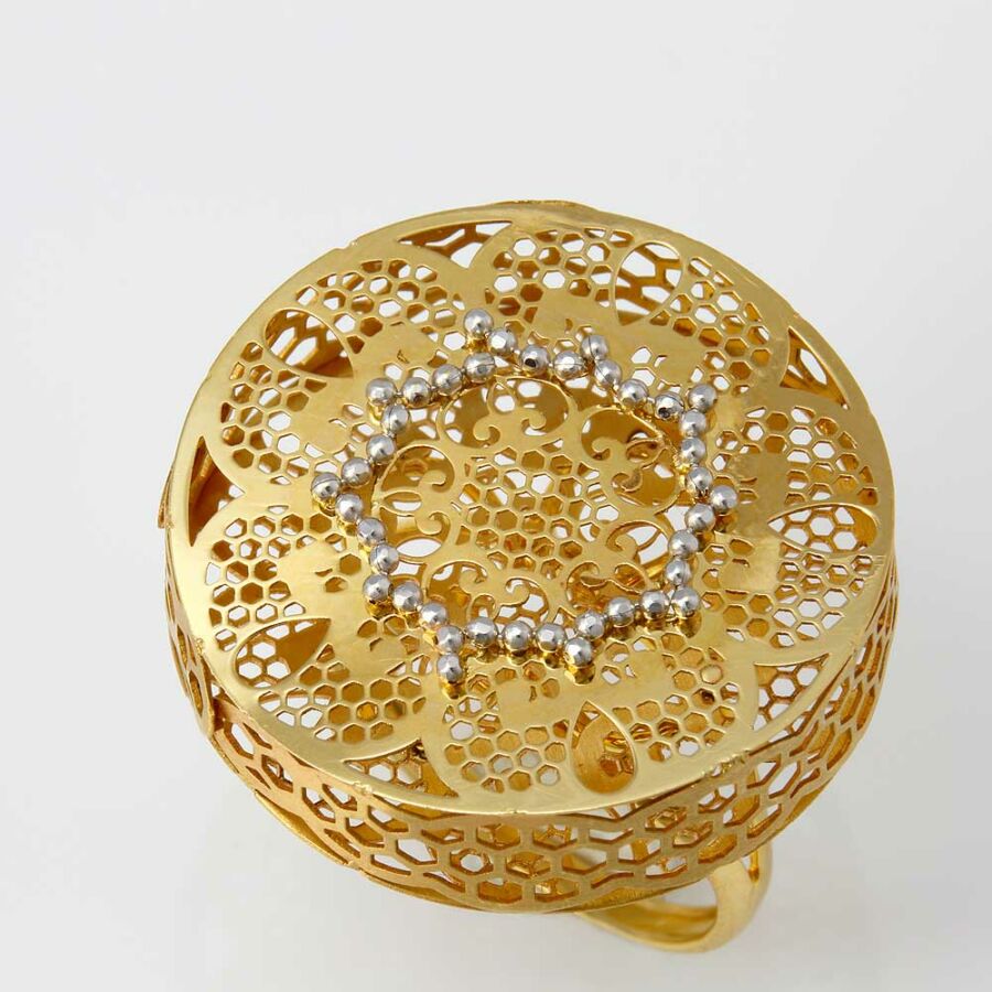 Sárga arany lézervágott gyűrű 14 karátos (59-es méret) 