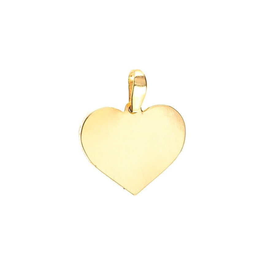 Véshető sárga arany lap szív medál, kicsi