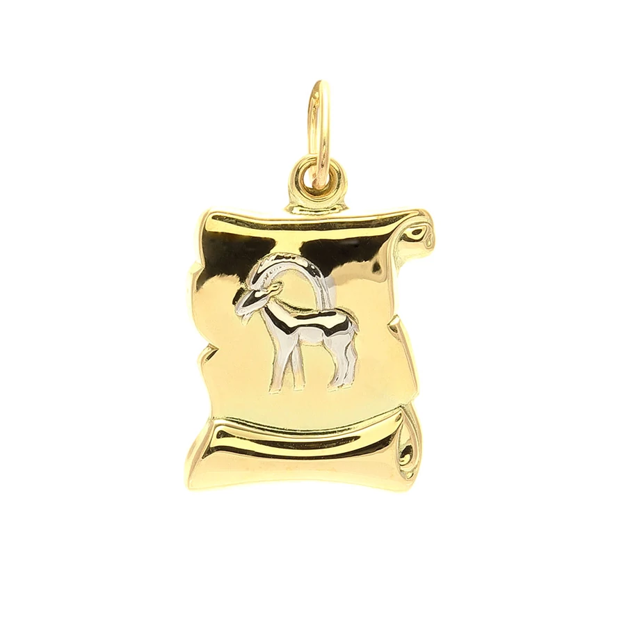 Sárga arany pergamen horoszkóp medál - Capricorn (Bak) 14 karátos