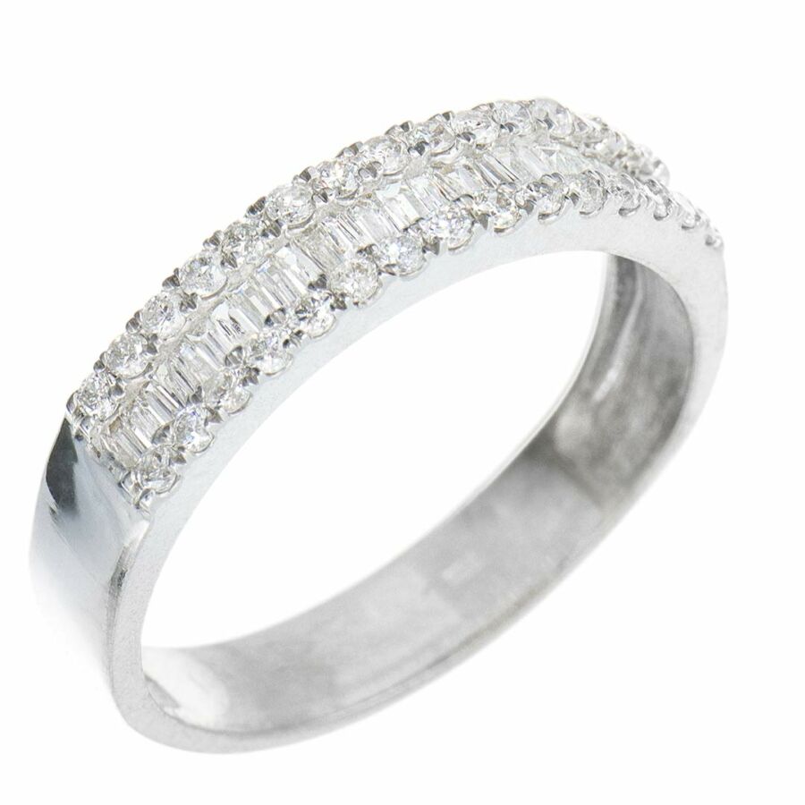 Gyémánt karika gyűrű 14 karátos fehér arany (55-ös méret)