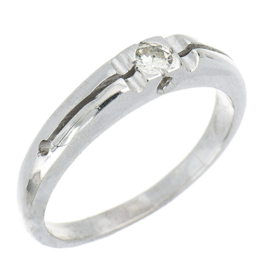 Gyémánt egyköves gyűrű 14 karátos fehér arany (53-as méret)