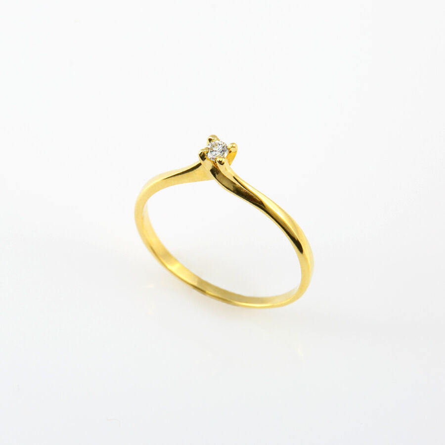 Gyémánt eljegyzési gyűrű 14 karátos sárga arany – szoliter (57-es méret)