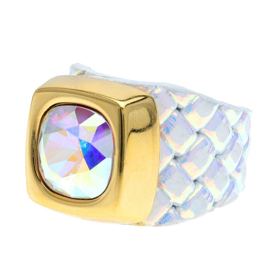 Cango & Rinaldi Cube irizáló színű gyűrű AB színű kővel