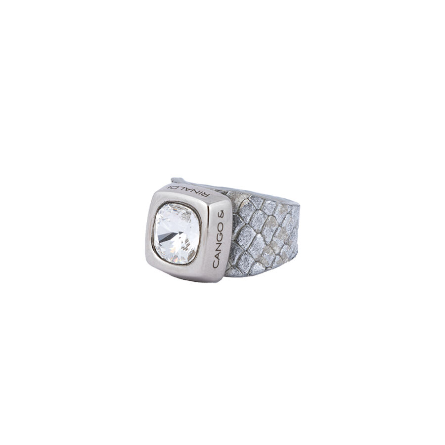 Cango & Rinaldi Cube ezüst színű gyűrű kristály kővel