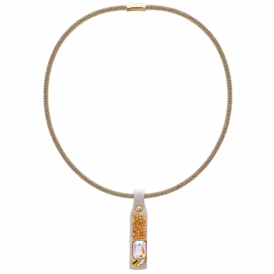 Cango &amp; Rinaldi LILLY vékony arany nyaklánc, aranyszínű fémkellékkel, és arany kristállyal
