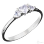 14 karátos fehér arany három szív köves gyűrű