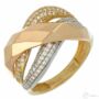 Kép 2/3 - 14 karátos arany sokköves (cirkónia) tricolor gyűrű, 59-es méret fejrész