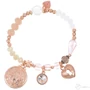 Kép 1/2 - Cango & Rinaldi Peace & Love 2023 kollekció rose gold színű, kristállyal és érmével díszített karkötője